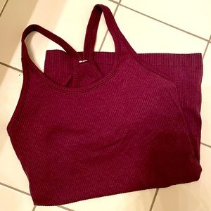 LuLuLemon maroon, ribbed racer back tank top.